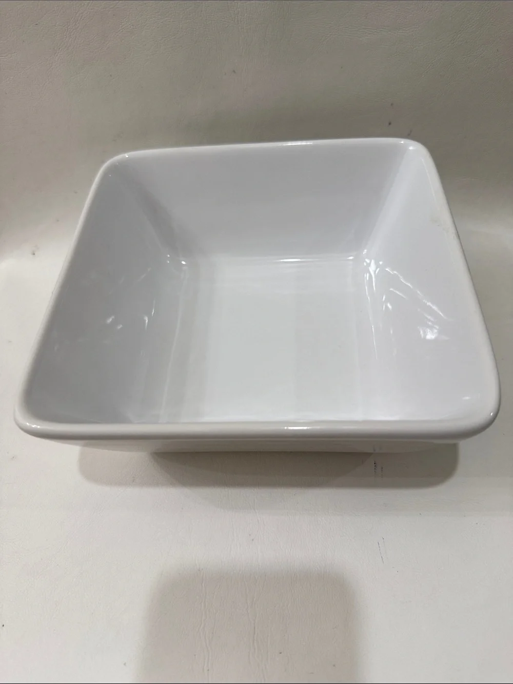 Pampered Chef White Square Ceramic 7 1/2 In Baking Serving Bowl Vintage Retired